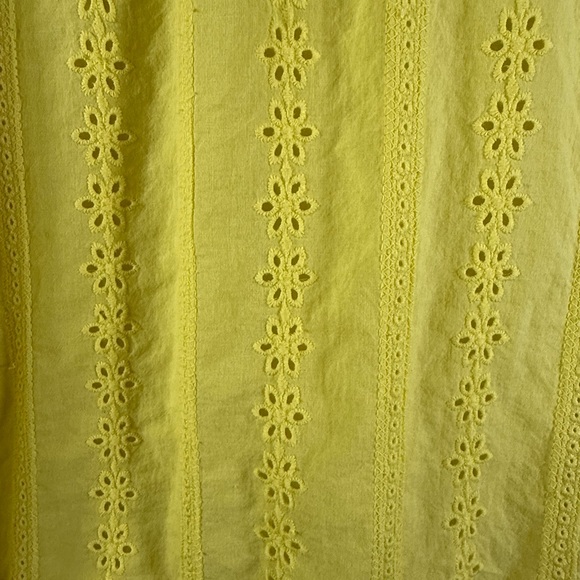 DRAPER JAMES Yellow Cotton Eyelet Button Front Sleeveless Mini Dress SKU0148 - Picture 7 of 10